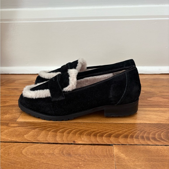 Talbots Cassidy Sherpa Suede Black Loafers - Size 7.5 - Picture 2 of 6